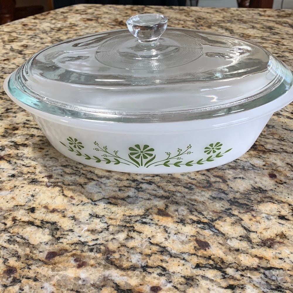Vintage glasbake 1 qt dish with glass lid